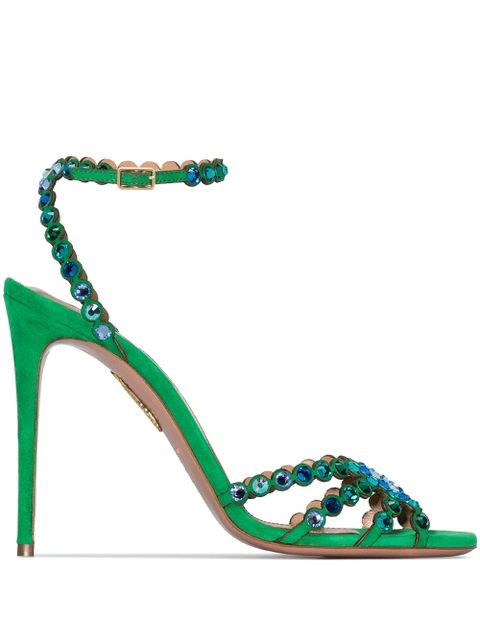 Aquazzura Tequila 105mm suede sandals - Green - zdjęcie produktu nr 1