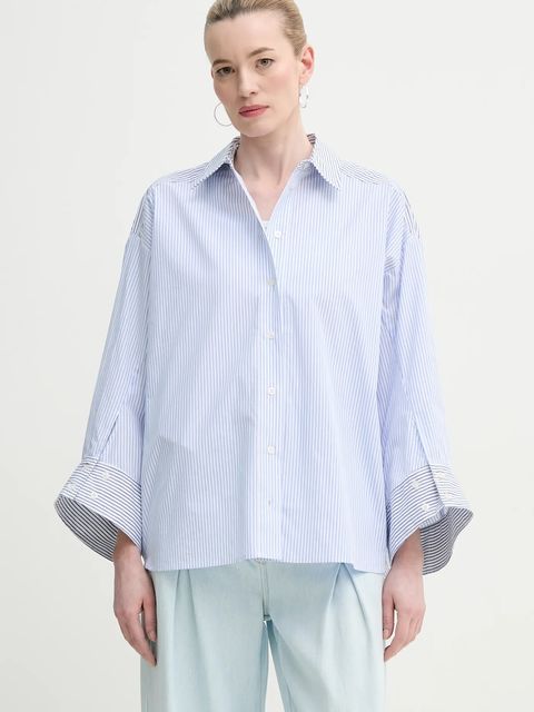 MUNTHE koszula bawełniana FILBERTO damska kolor niebieski relaxed z kołnierzykiem klasycznym 251102325126