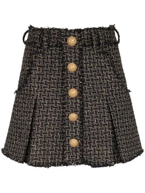 Balmain tweed pleated mini skirt - Black - zdjęcie produktu nr 1