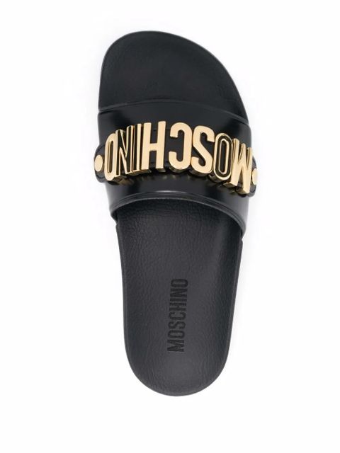 Moschino logo-plaque slides - Black