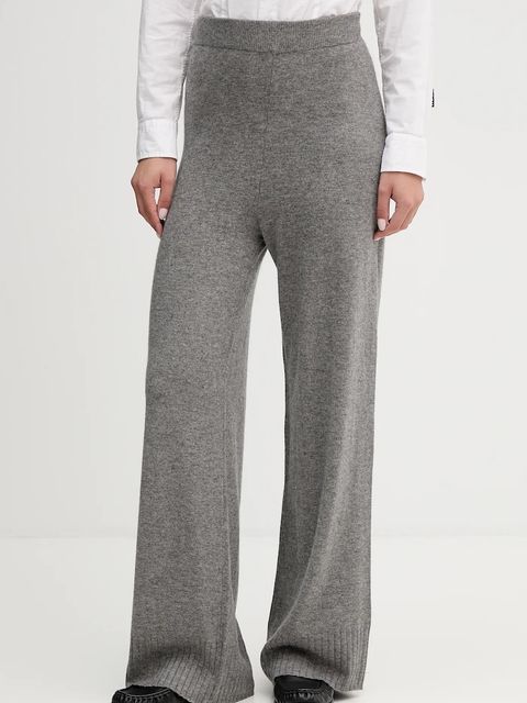 United Colors of Benetton spodnie z dodatkiem wełny damskie kolor szary szerokie high waist 102HDF00Z - zdjęcie produktu nr 1