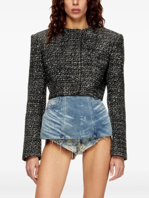 Diesel G-Crop-G tweed cropped jacket - Black