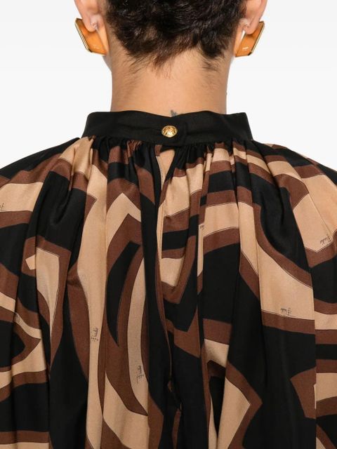 PUCCI abstract-pattern gathered top - Brown