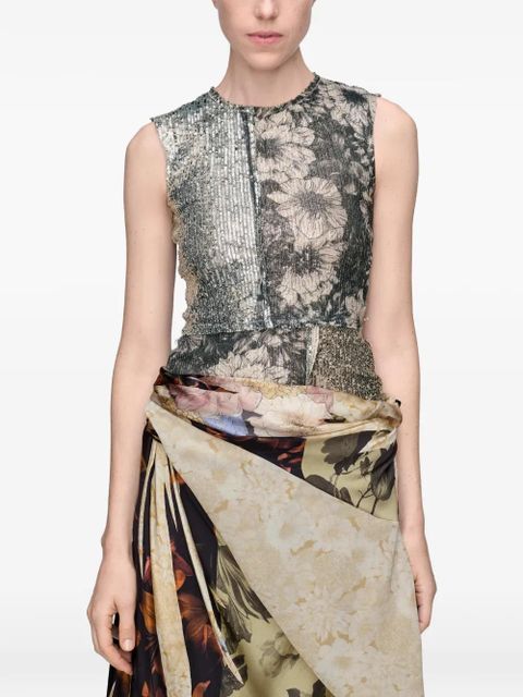 Maison Margiela sequin floral top - Grey