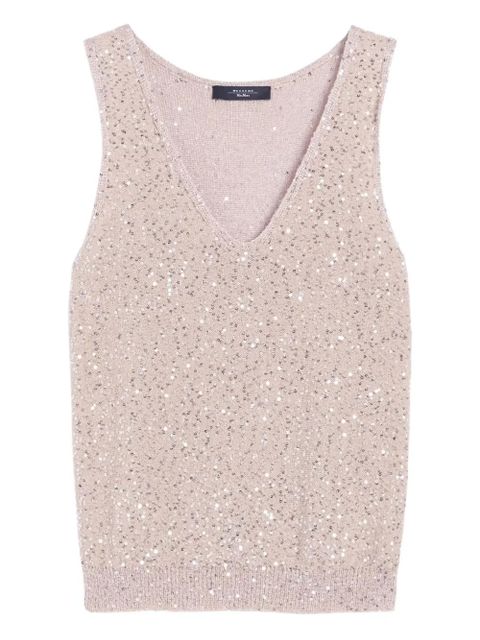 Weekend Max Mara sequin-embellished v-neck top - Pink - zdjęcie produktu nr 1