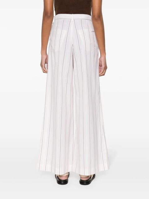Marni logo-embroidered striped wide trousers - Neutrals