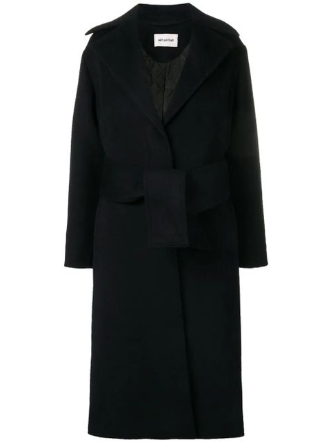 Self-Portrait belted coat - Blue - zdjęcie produktu nr 1