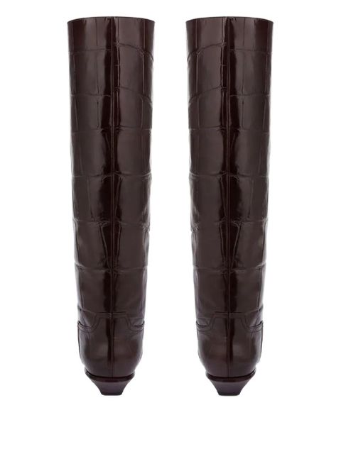 Paris Texas croco-embossed leather boots - Brown