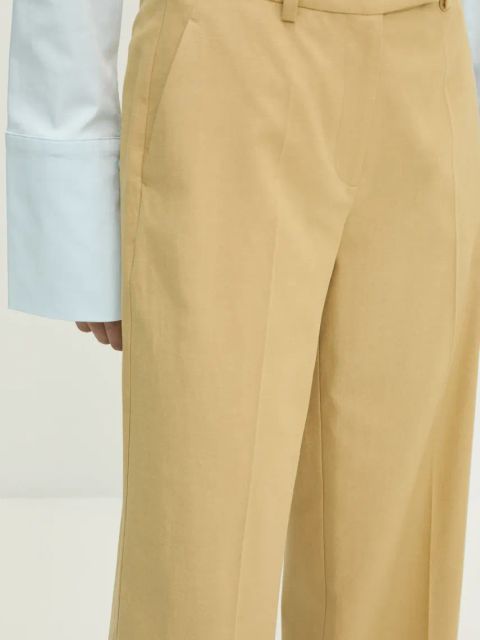 Answear.LAB spodnie garniturowe z szeroką nogawką kolor żółty high waist