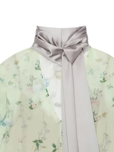 Givenchy floral pussy-bow blouse - Green
