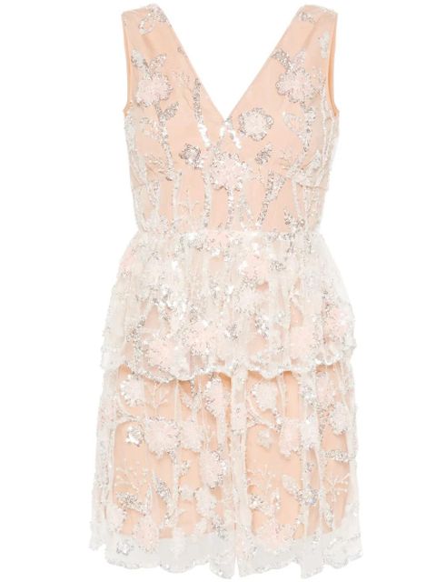 Self-Portrait sequined lace mini dress - Neutrals - zdjęcie produktu nr 1