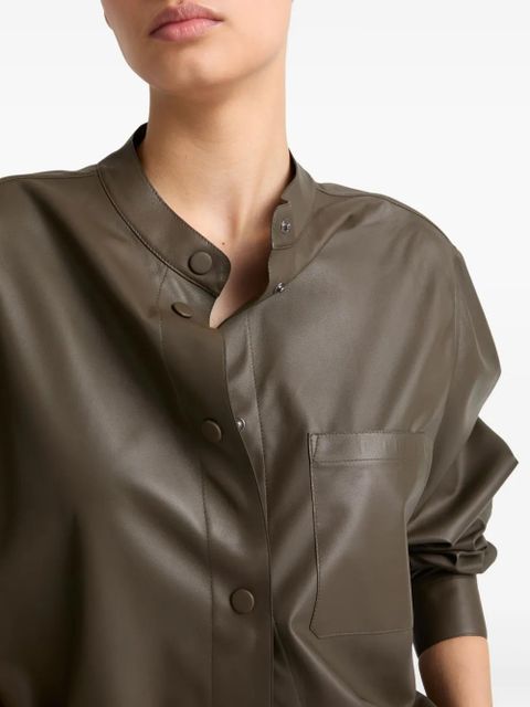 Yves Salomon leather overshirt - Green