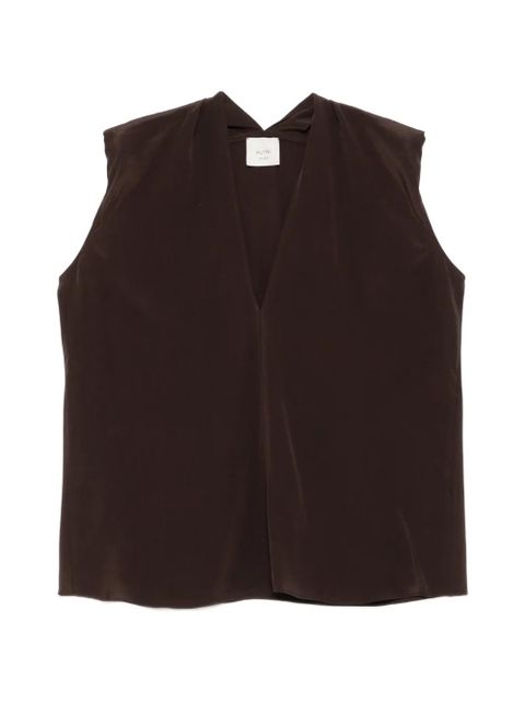 Alysi V-neck silk top - Brown - zdjęcie produktu nr 1