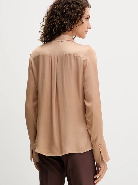 Fracomina koszula damska kolor beżowy regular z kołnierzykiem klasycznym FS25WT6010W65101