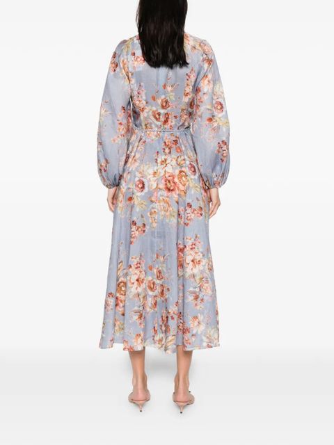 ZIMMERMANN Awaken Billow floral midi dress - Blue