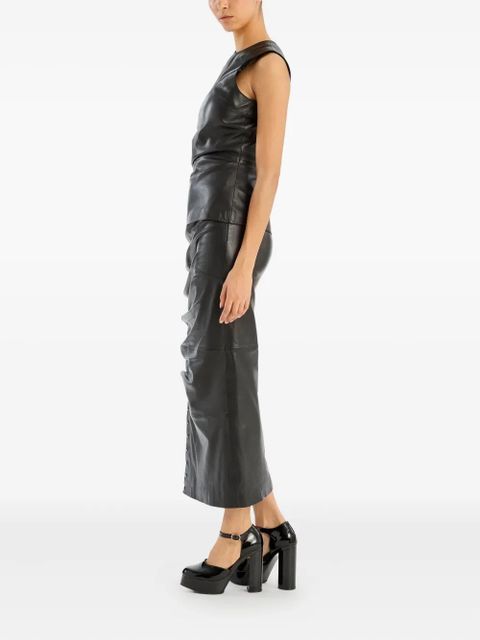ROTATE BIRGER CHRISTENSEN side-buttoned leather top - Black