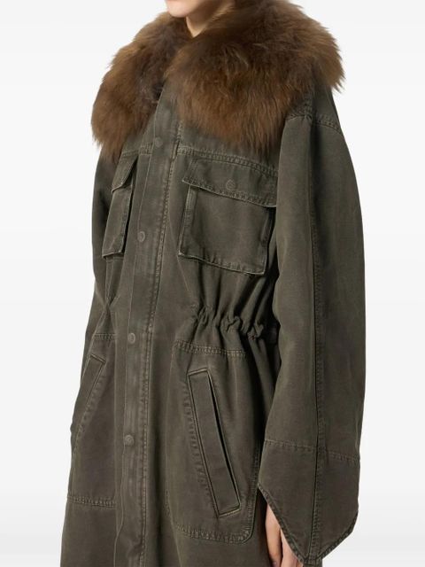 Blumarine fur-collar parka coat - Green