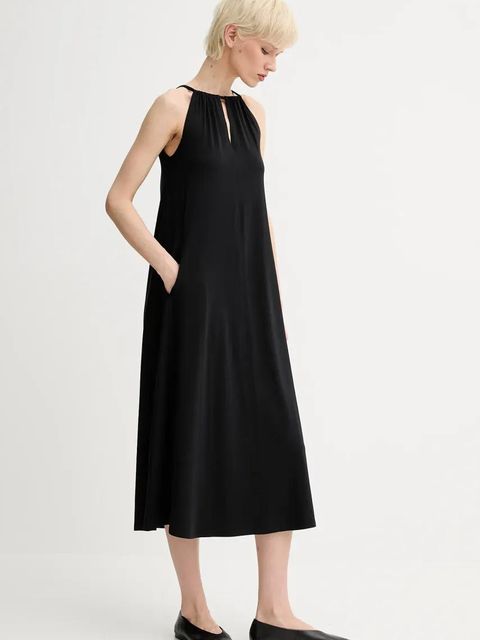 Marc O'Polo sukienka kolor czarny midi rozkloszowana 504308759067