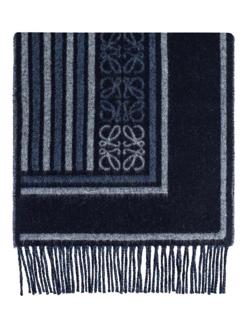 LOEWE fringed patterned scarf - Blue - zdjęcie produktu nr 1