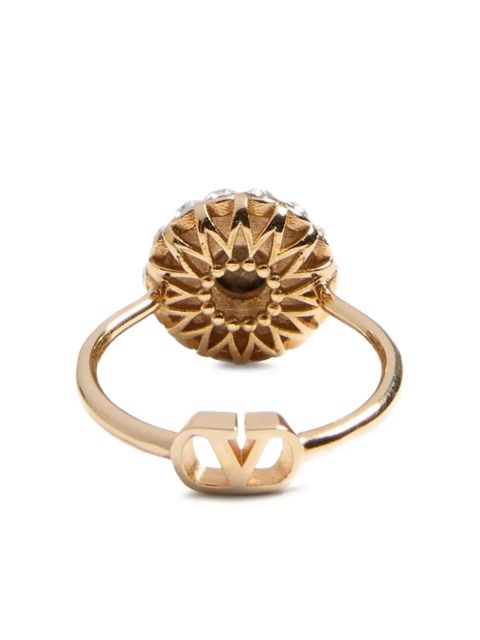 Valentino Garavani V-logo signature crystal ring - Gold - zdjęcie produktu nr 2