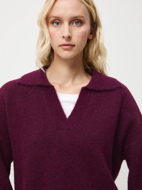 Medicine sweter z wełną alpaki kolor bordowy