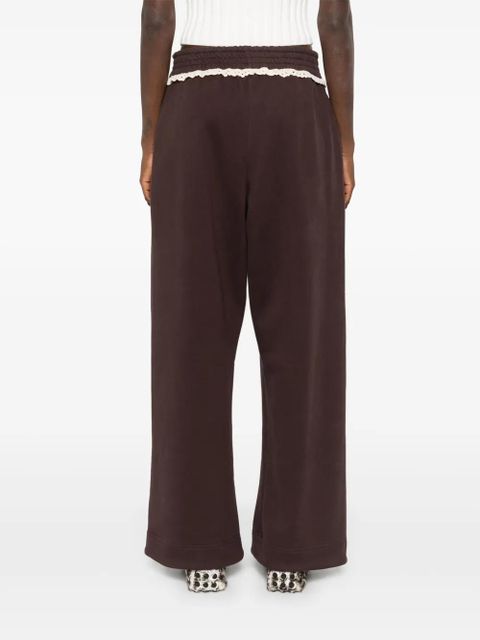 Magda Butrym lace-detail cotton track pants - Brown