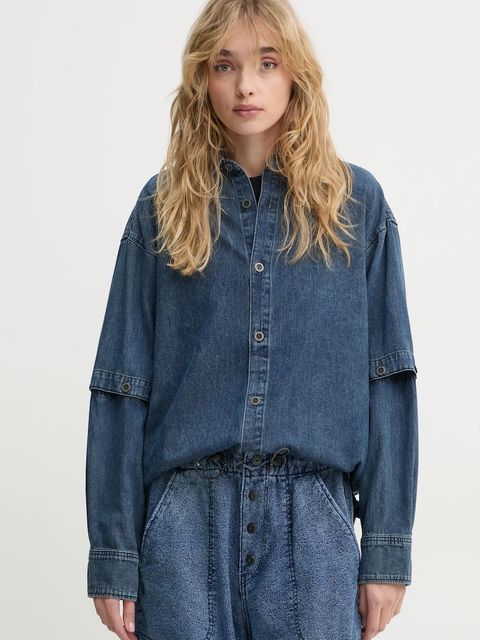 G-Star koszula damska kolor niebieski relaxed z kołnierzykiem klasycznym D25358-D252 - zdjęcie produktu nr 1