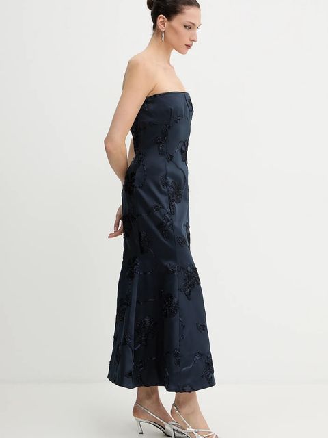 Rotate sukienka kolor granatowy midi rozkloszowana 1145922318