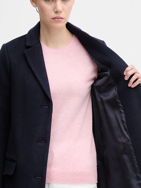 United Colors of Benetton płaszcz z dodatkiem wełny kolor granatowy 2V0PDN062