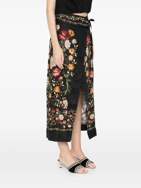 Agua By Agua Bendita Pareo Midi floral skirt - Black
