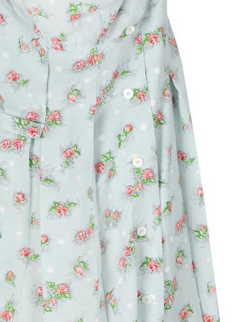 Miu Miu rose-print strapless midi dress - Blue