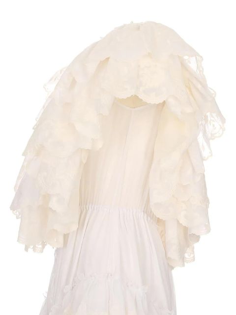 Chloé ruffled lace-embroidered maxi dress - White