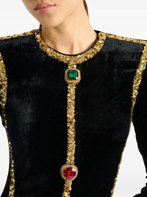 Balmain embellished velvet maxi dress - Black