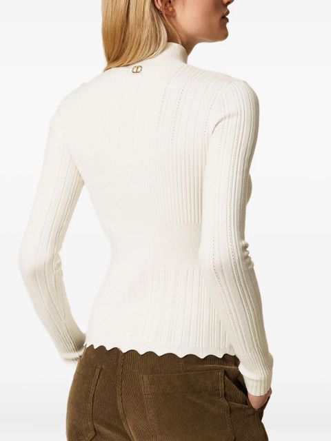 TWINSET scalloped-hem long-sleeve top - White - zdjęcie produktu nr 2