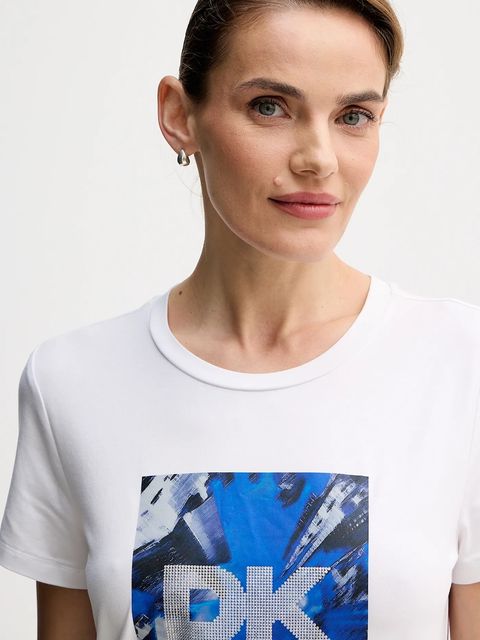 Dkny t-shirt KNIT TOPS damski kolor biały P5GHZWNA