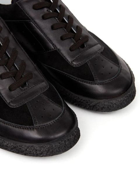 MM6 Maison Margiela stitch-logo leather sneakers - Black