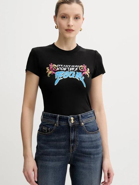 Versace Jeans Couture t-shirt damski kolor czarny 78HAH606 J0035 - zdjęcie produktu nr 1