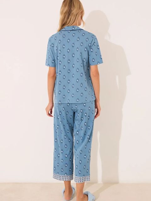 women'secret piżama damska kolor niebieski bawełniana 3592389