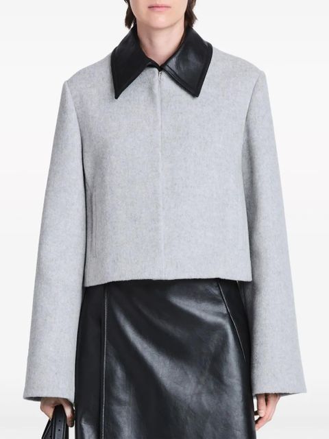 Proenza Schouler Bridget leather-collar cropped jacket - Grey