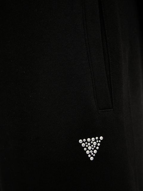 Guess spodnie dresowe bawełniane PRIMULA damskie kolor czarny gładkie V5YB17 KCRP0