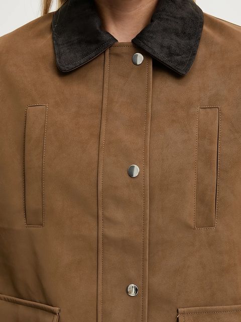 Answear.LAB kurtka kolor brązowy przejściowa oversize