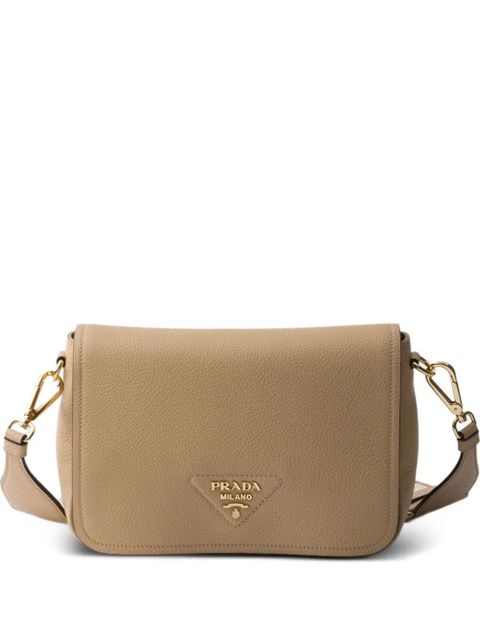 Prada logo-plaque flap leather shoulder bag - Neutrals - zdjęcie produktu nr 1