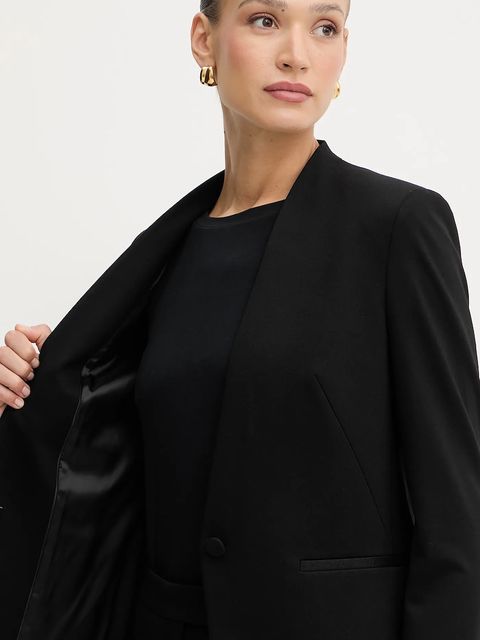 BOSS marynarka kolor czarny jednorzędowa gładka 50541998