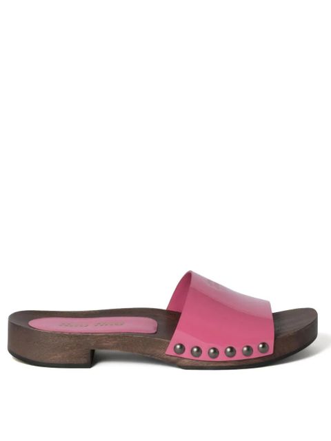 Miu Miu logo-print slides - Pink - zdjęcie produktu nr 1