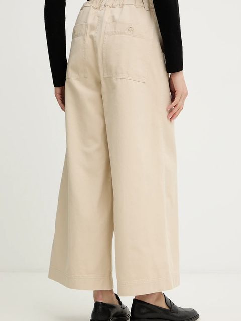 Weekend Max Mara spodnie ARIETE damskie kolor beżowy szerokie high waist 2615131121600