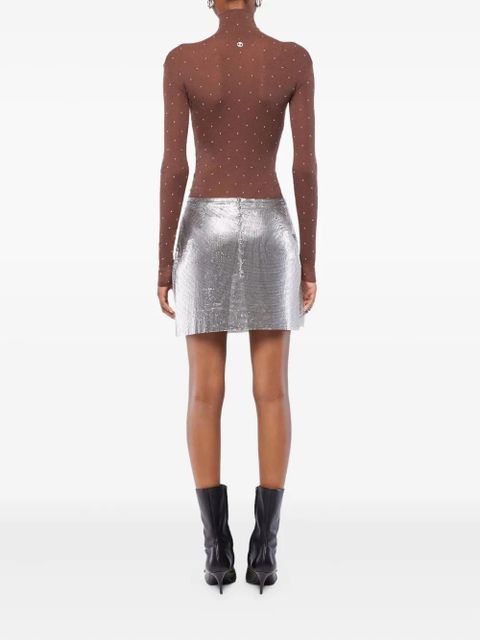 Rabanne embellished-details turtleneck top - Brown