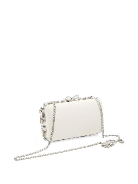 Self-Portrait crystal-embellished clutch bag - White
