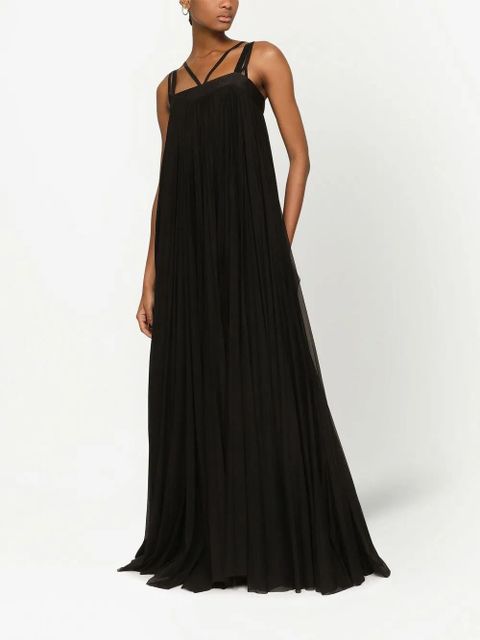Dolce & Gabbana pleated tulle maxi dress - Black