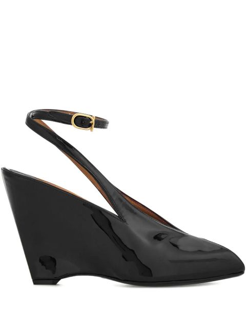 Ferragamo 90mm peep-toe ankle-strap wedge pumps - Black - zdjęcie produktu nr 1