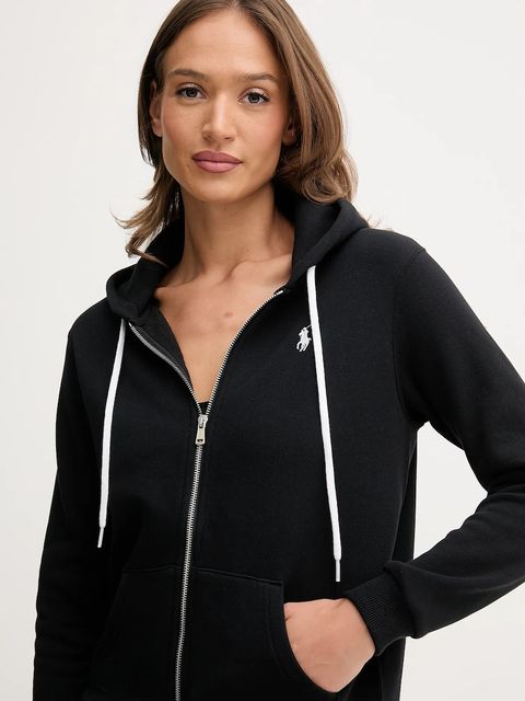 Polo Ralph Lauren bluza damska kolor czarny z kapturem gładka 211943008
